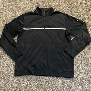 Nike Golf Jacket Mens M Black Therma Fit  1/4 Zip Pullover Tour Performance